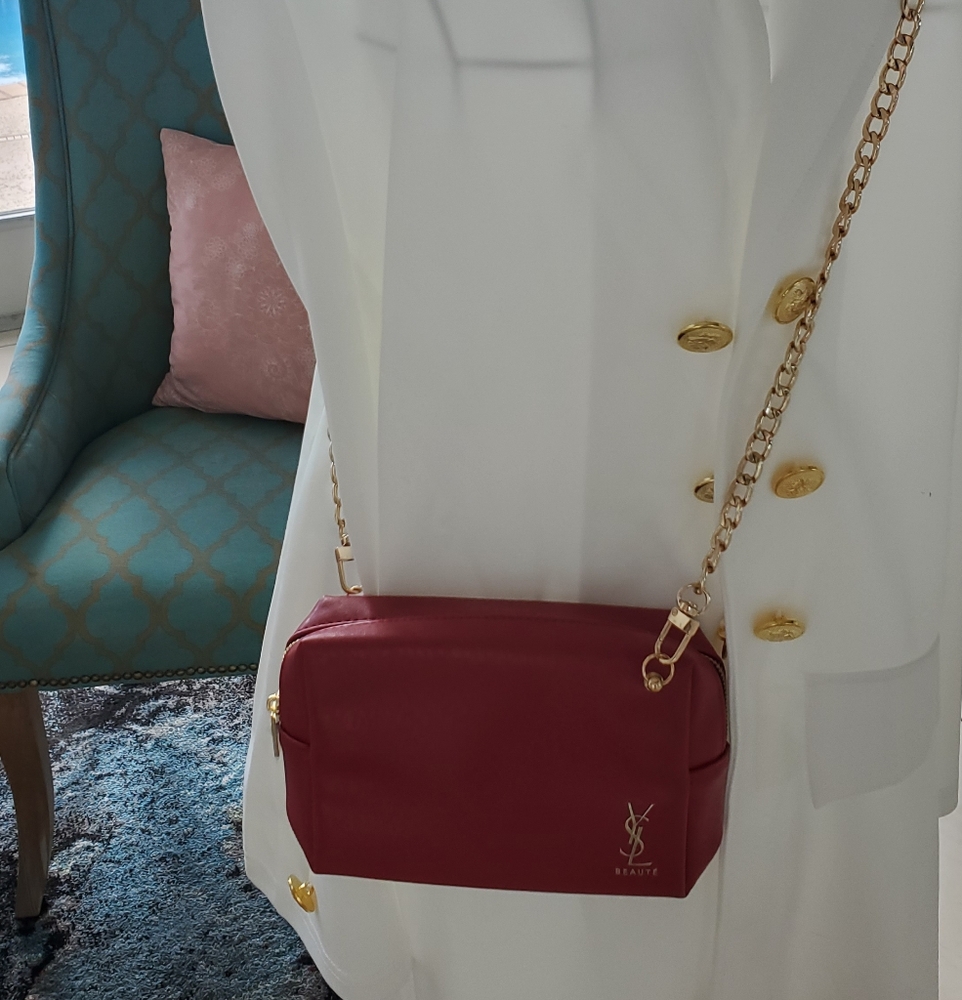 Yves Saint Laurent Red Crossbody Bag with Gold Hardware